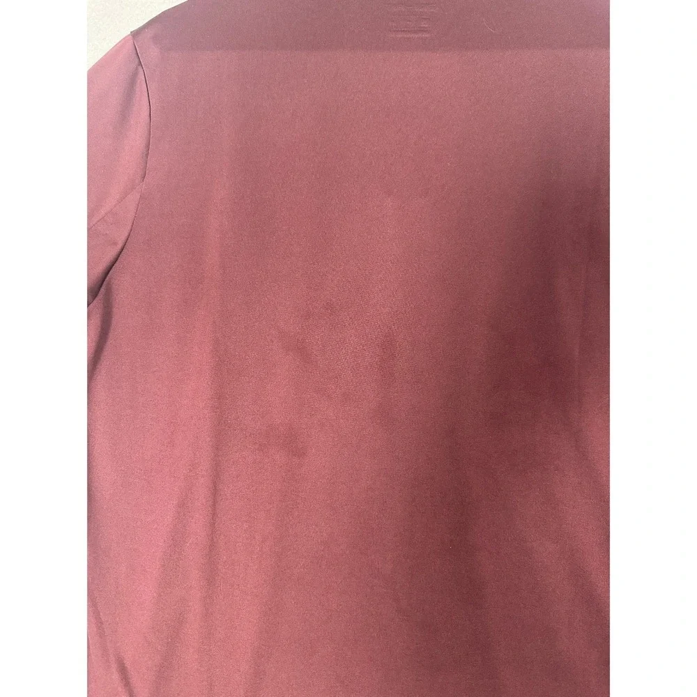 Nike Golf Polo Shirt Mens Medium Burgundy Dri-Fit Striped Athletic Rugby Swoosh